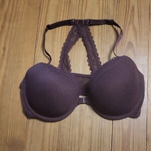 Elegant Lace Trimmed Bra in Rich Brown